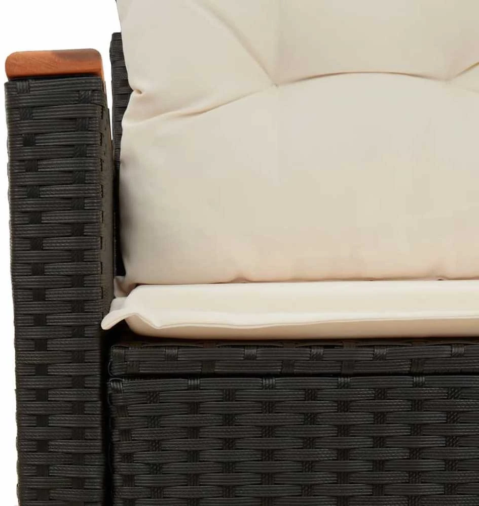 Dvivietė sodo sofa su pagalvėlėmis, juodos spalvos, poliratanas