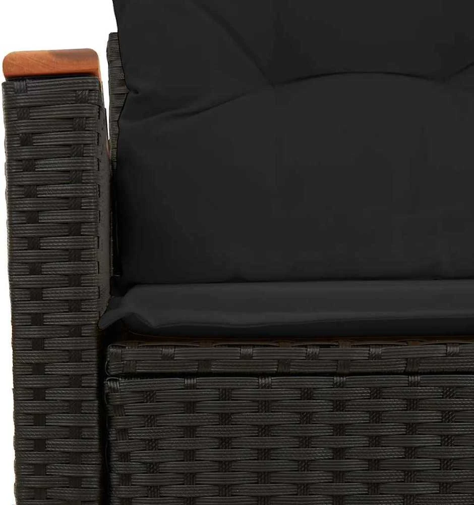 Dvivietė sodo sofa su pagalvėlėmis, juodos spalvos, poliratanas