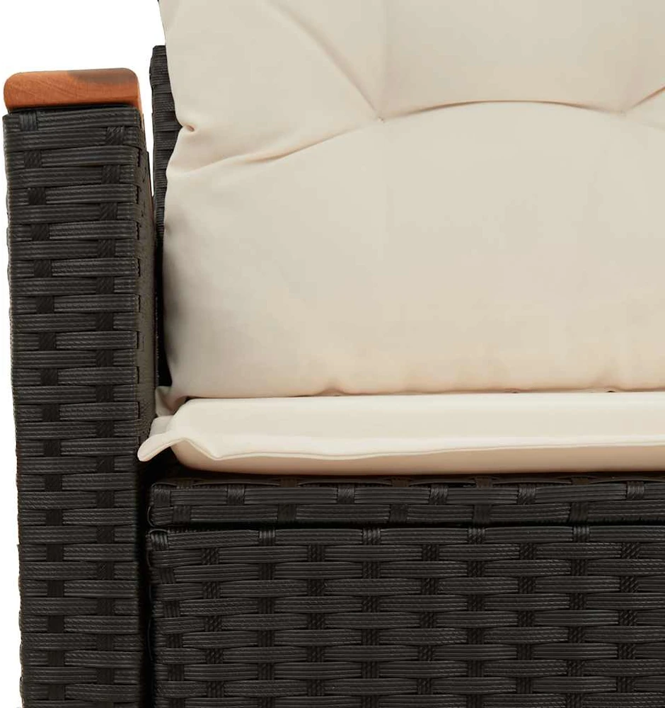 Dvivietė sodo sofa su pagalvėlėmis, juodos spalvos, poliratanas