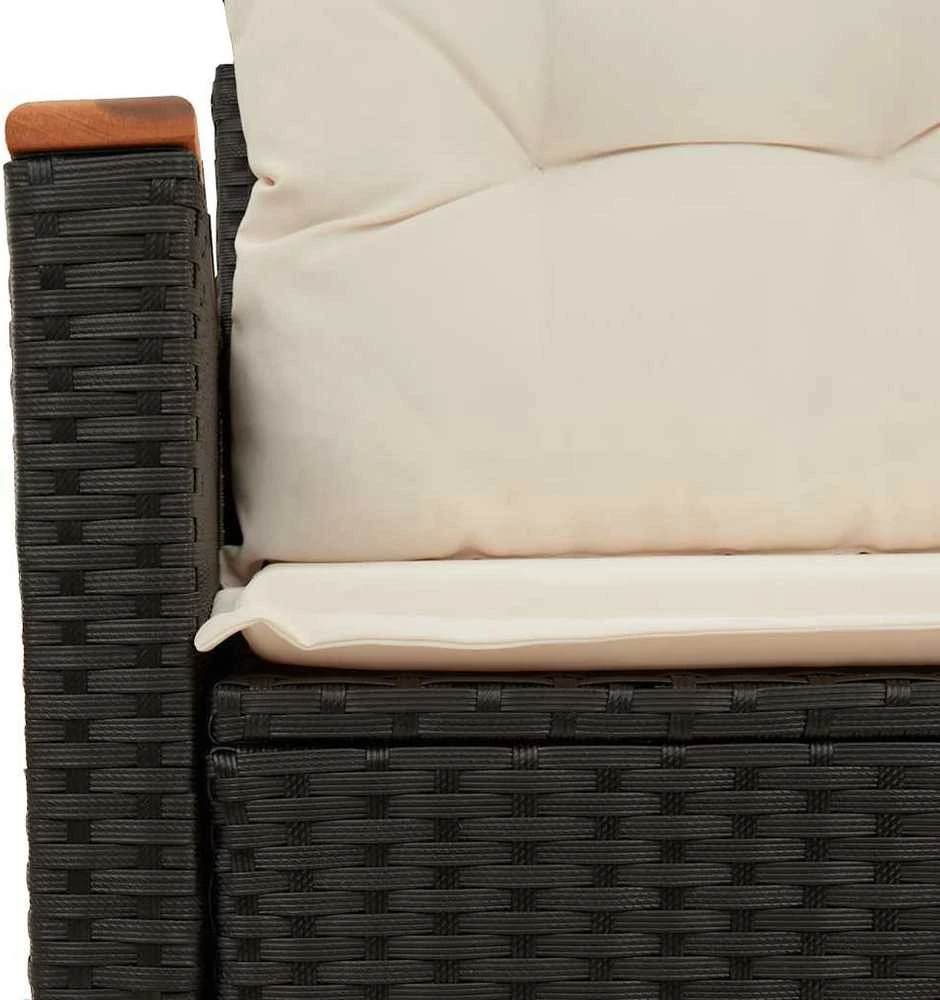 Dvivietė sodo sofa su pagalvėlėmis, juodos spalvos, poliratanas