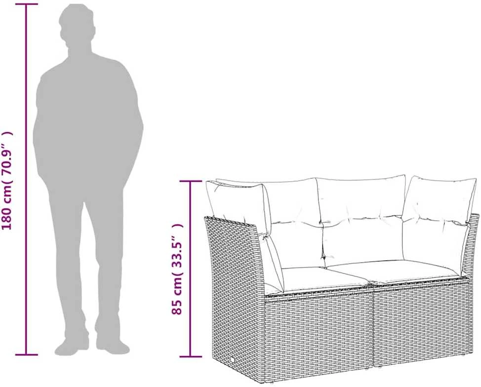 Dvivietė sodo sofa su pagalvėlėmis, juodos spalvos, poliratanas
