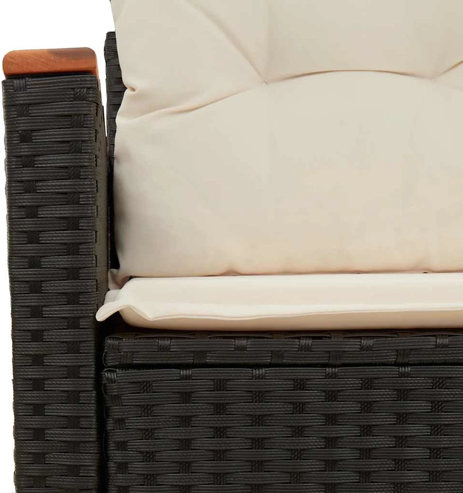 Dvivietė sodo sofa su pagalvėlėmis, juodos spalvos, poliratanas