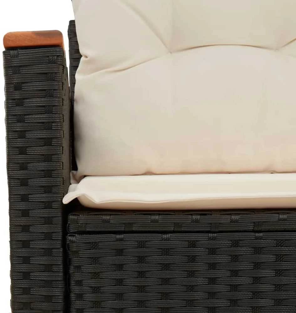 Dvivietė sodo sofa su pagalvėlėmis, juodos spalvos, poliratanas