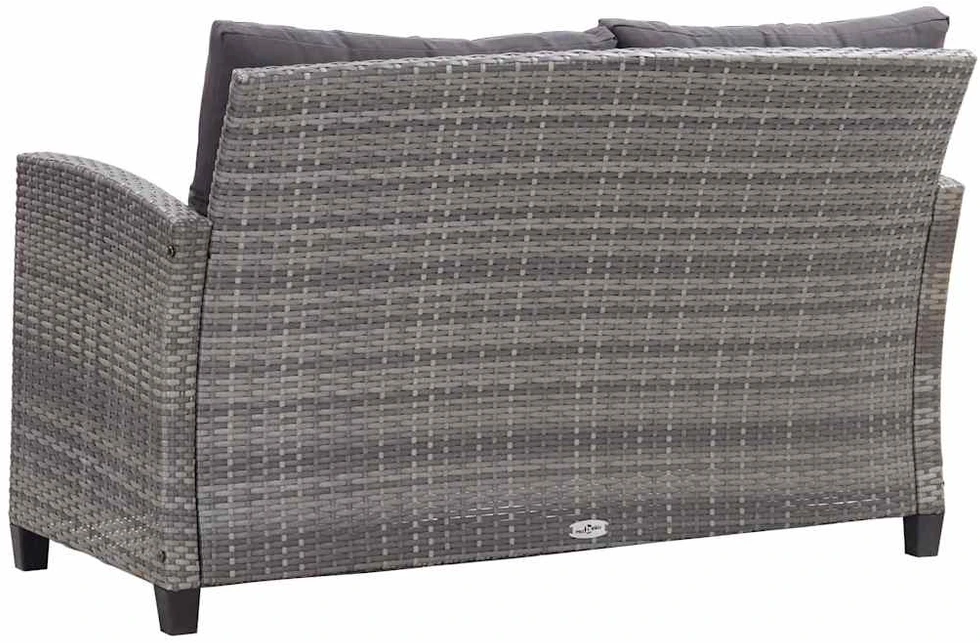 Dvivietė sodo sofa su pagalvėlėmis, pilka, 124cm, poliratanas