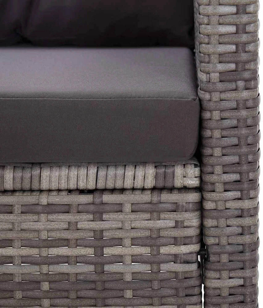 Dvivietė sodo sofa su pagalvėlėmis, pilka, 124cm, poliratanas