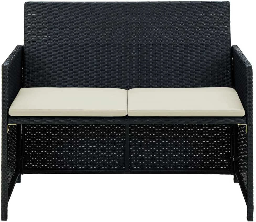 Dvivietė sodo sofa su pagalvėlėmis, pilkos spalvos, poliratanas