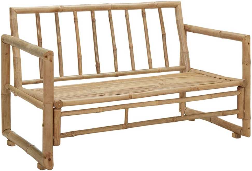 Dvivietė sodo sofa su pagalvėlėmis, pilkos spalvos, bambukas