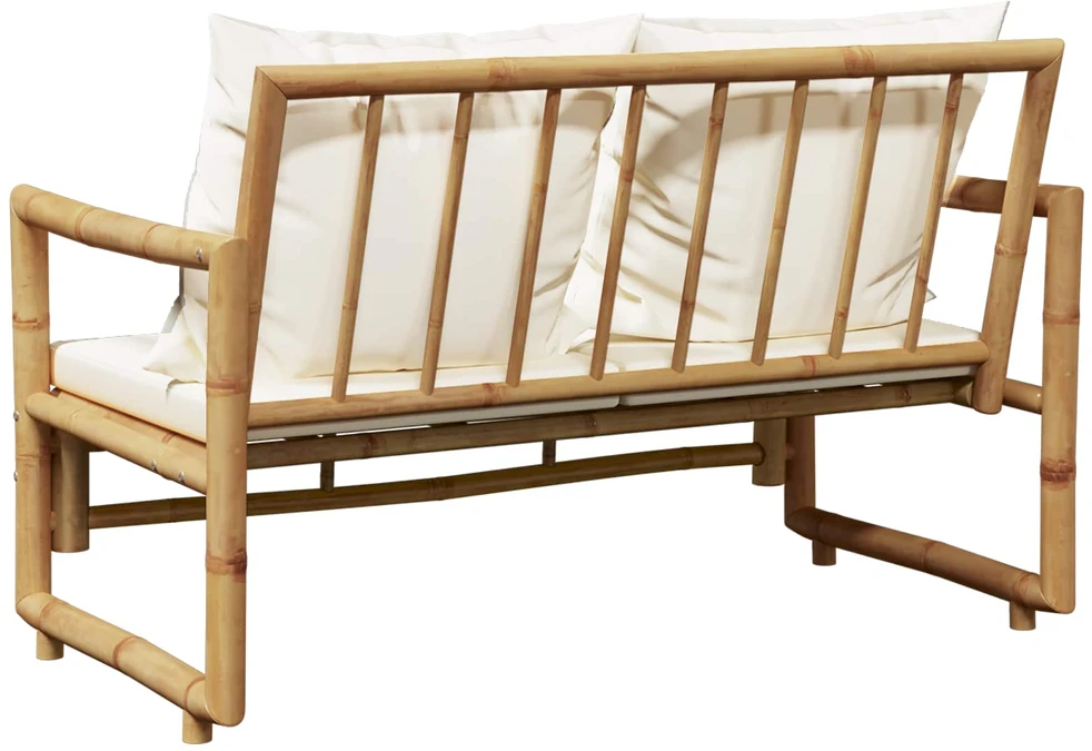 Dvivietė sodo sofa su pagalvėlėmis, pilkos spalvos, bambukas