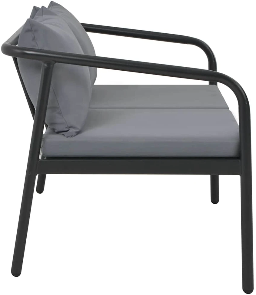 Dvivietė sodo sofa su pagalvėlėmis, pilkos spalvos, aliuminis