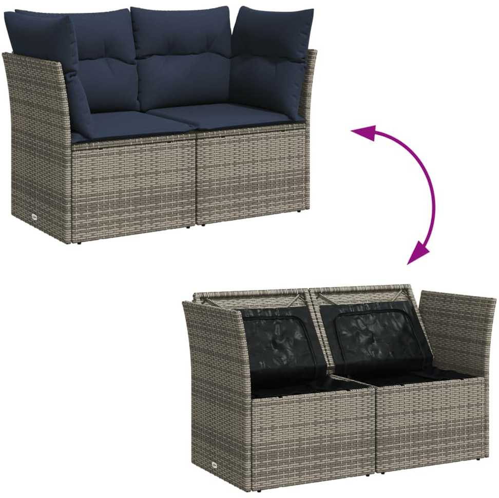 | Sodo sofa | su pagalve Pilka 124 x 62 x 69 cm Poli ratanas