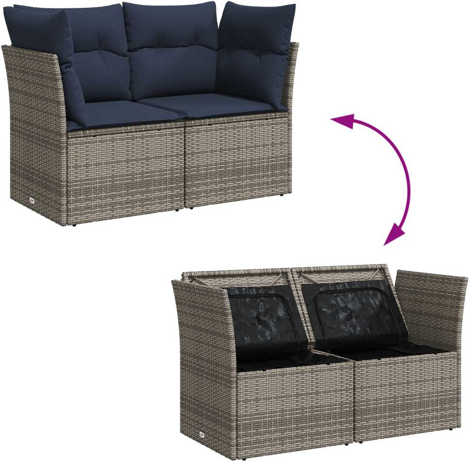 | Sodo sofa | su pagalve Pilka 124 x 62 x 69 cm Poli ratanas