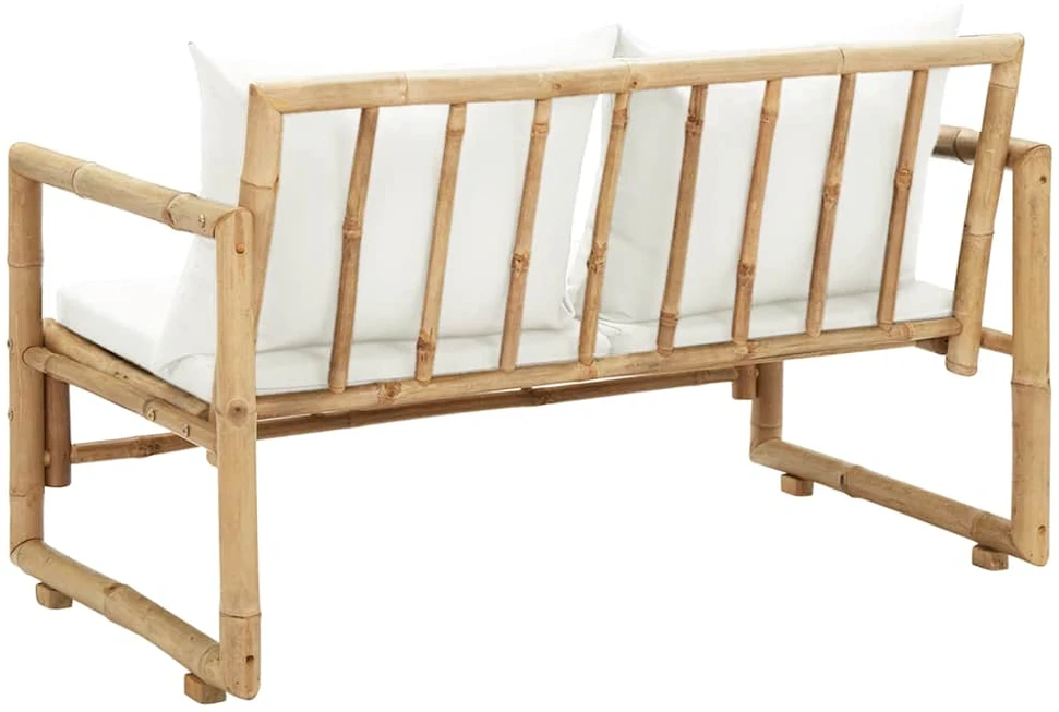 Dvivietė sodo sofa su pagalvėlėmis, pilkos spalvos, bambukas