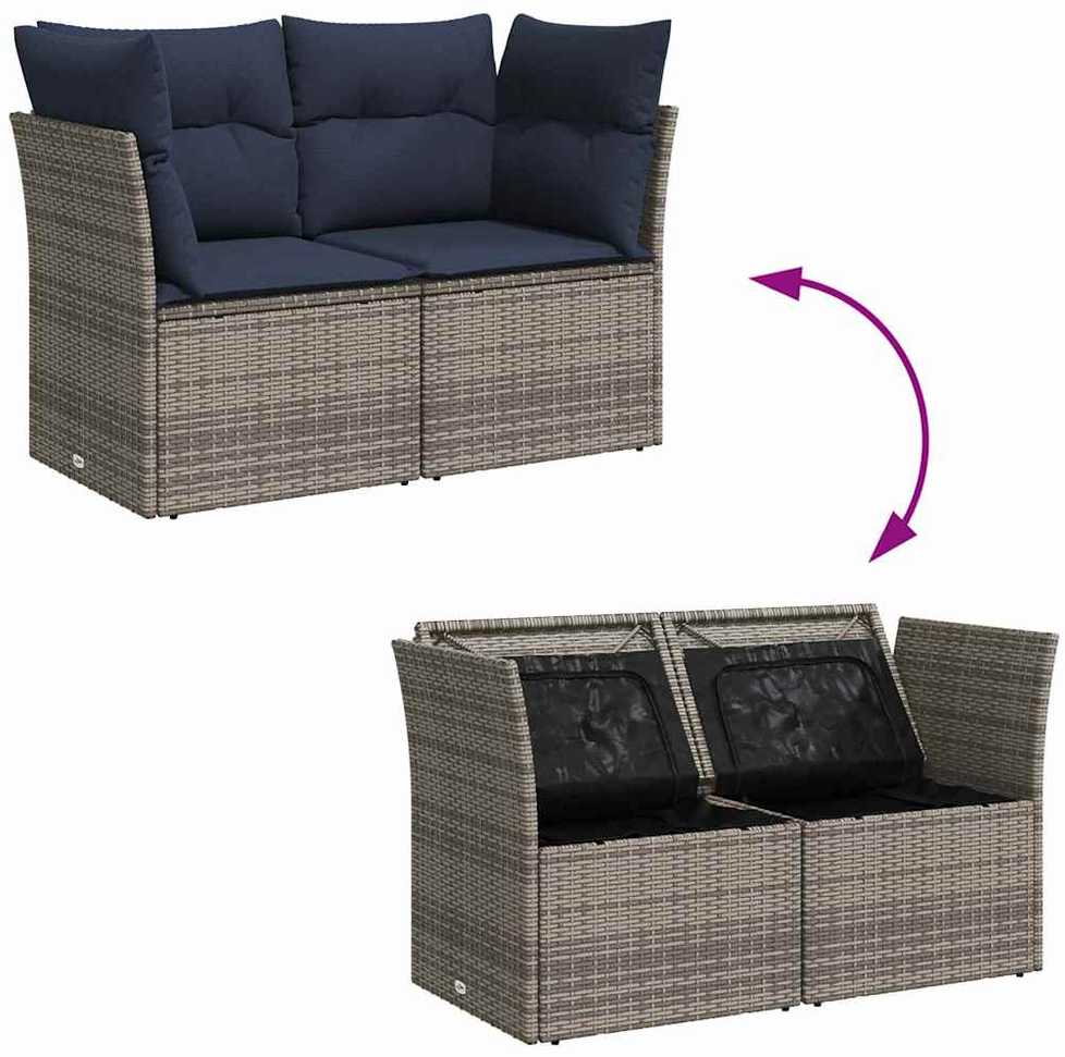 | Sodo sofa | su pagalve Pilka 124 x 62 x 69 cm Poli ratanas