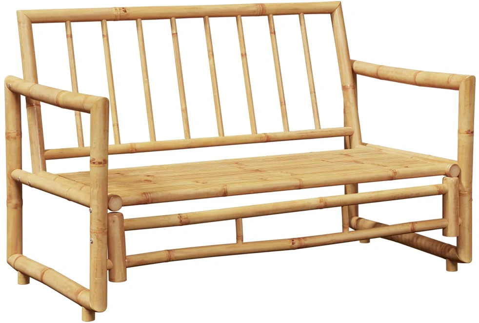 Dvivietė sodo sofa su pagalvėlėmis, pilkos spalvos, bambukas