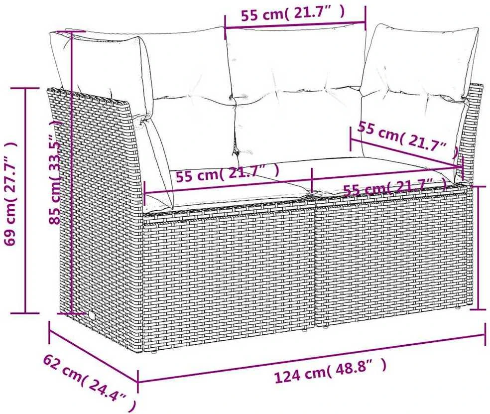 | Sodo sofa | su pagalve Pilka 124 x 62 x 69 cm poliratanas