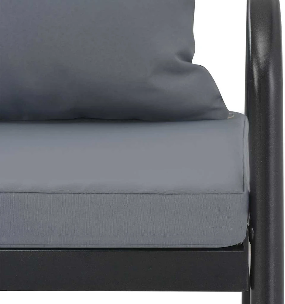 Dvivietė sodo sofa su pagalvėlėmis, pilkos spalvos, aliuminis
