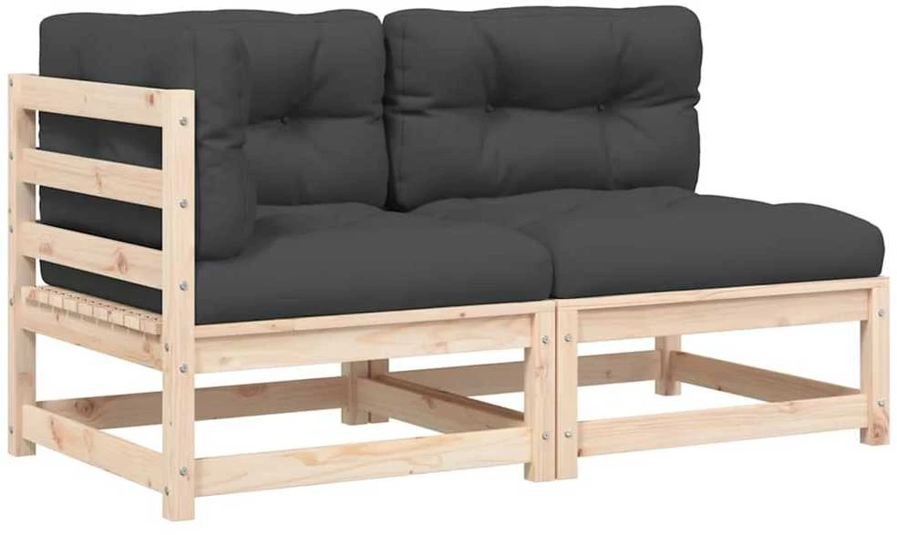 Dvivietė sodo sofa su pagalvėlėmis, pušies medienos masyvas