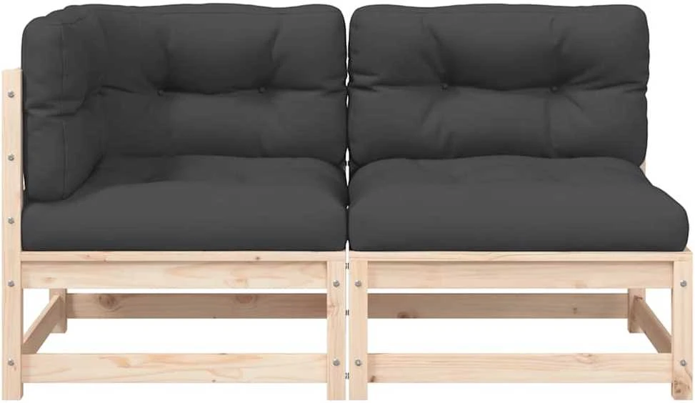 Dvivietė sodo sofa su pagalvėlėmis, pušies medienos masyvas