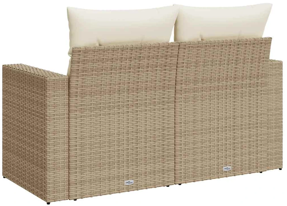 Dvivietė sodo sofa su pagalvėlėmis, smėlio spalvos, poliratanas