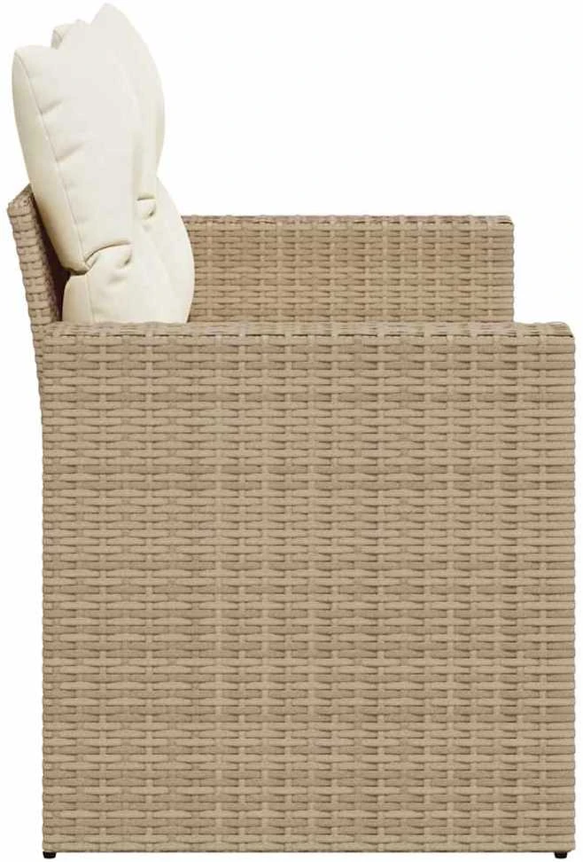 Dvivietė sodo sofa su pagalvėlėmis, smėlio spalvos, poliratanas