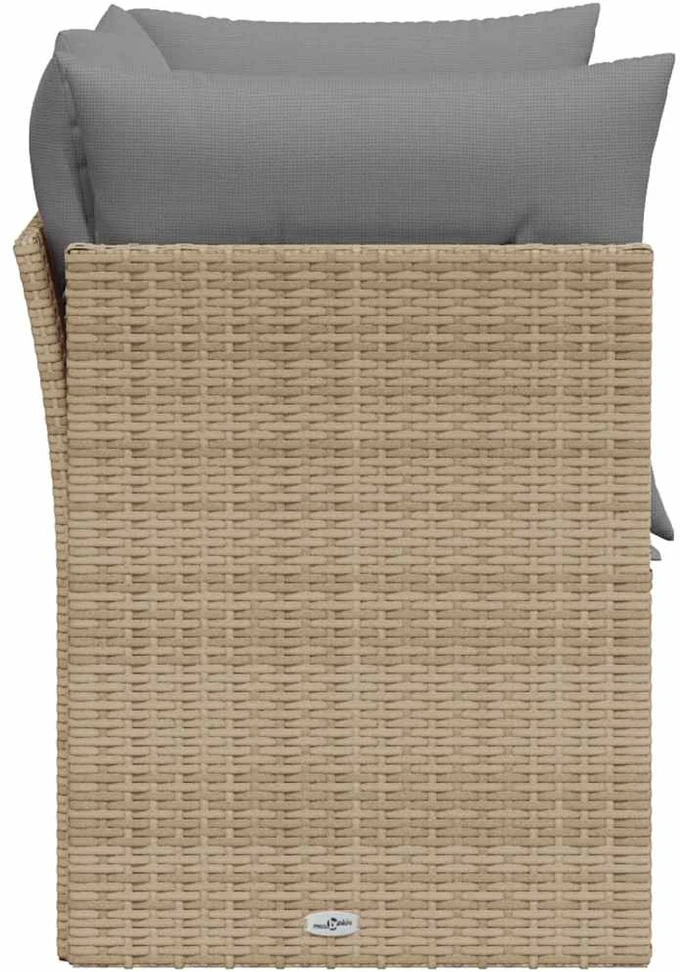 Dvivietė sodo sofa su pagalvėlėmis, smėlio spalvos, poliratanas