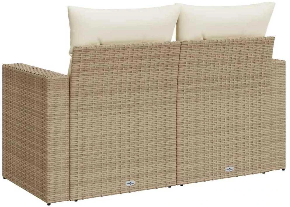 Dvivietė sodo sofa su pagalvėlėmis, smėlio spalvos, poliratanas