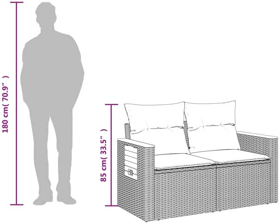 Dvivietė sodo sofa su pagalvėlėmis, smėlio spalvos, poliratanas