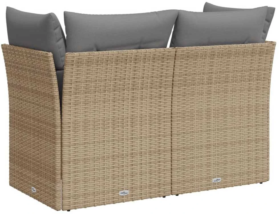 Dvivietė sodo sofa su pagalvėlėmis, smėlio spalvos, poliratanas