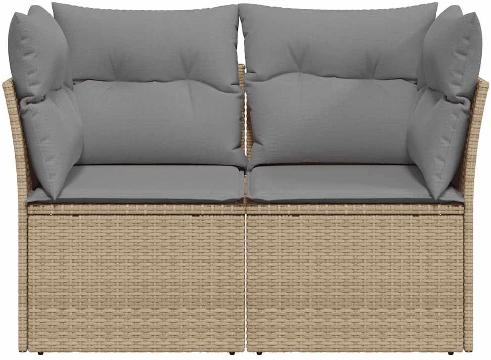 Dvivietė sodo sofa su pagalvėlėmis, smėlio spalvos, poliratanas