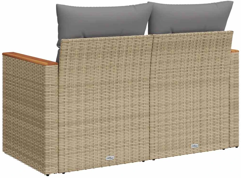 Dvivietė sodo sofa su pagalvėlėmis, smėlio spalvos, poliratanas