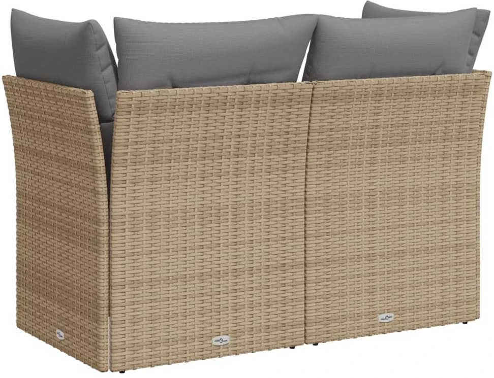 Dvivietė sodo sofa su pagalvėlėmis, smėlio spalvos, poliratanas