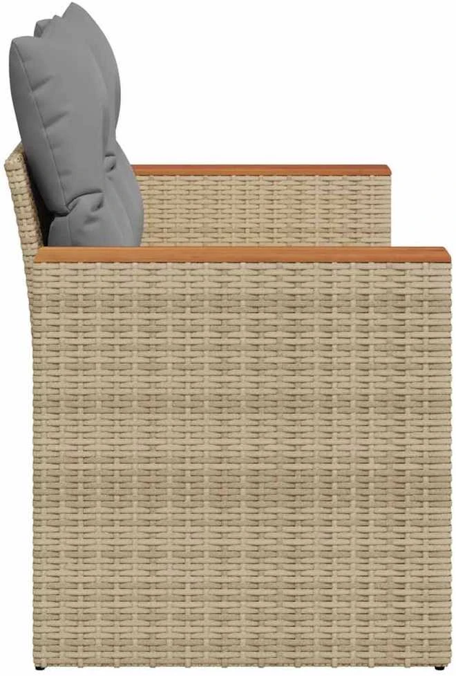 Dvivietė sodo sofa su pagalvėlėmis, smėlio spalvos, poliratanas