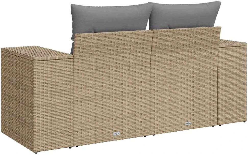 Dvivietė sodo sofa su pagalvėlėmis, smėlio spalvos, poliratanas