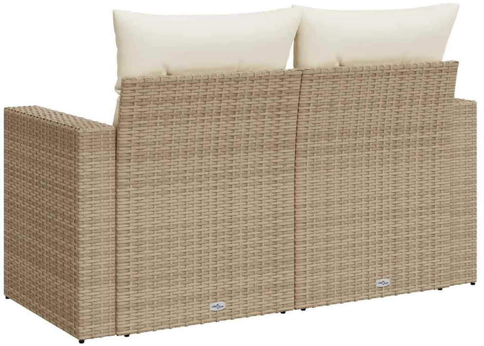 Dvivietė sodo sofa su pagalvėlėmis, smėlio spalvos, poliratanas