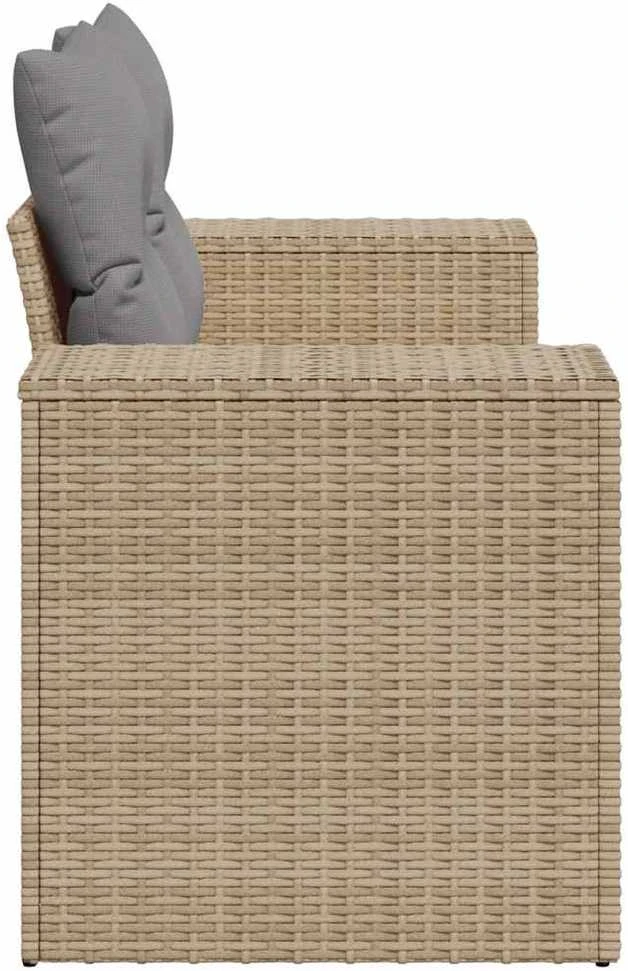 Dvivietė sodo sofa su pagalvėlėmis, smėlio spalvos, poliratanas