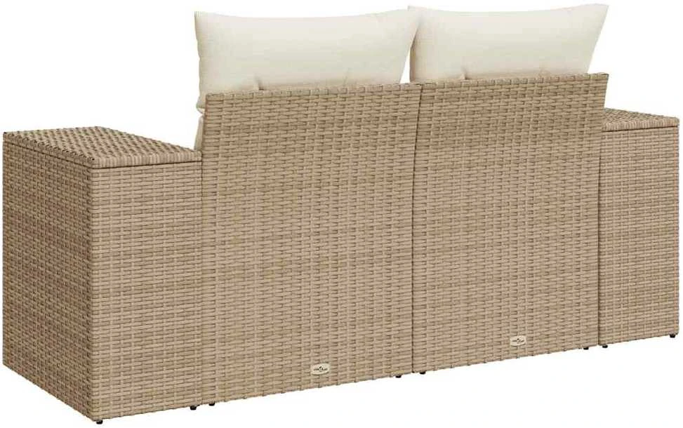 Dvivietė sodo sofa su pagalvėlėmis, smėlio spalvos, poliratanas