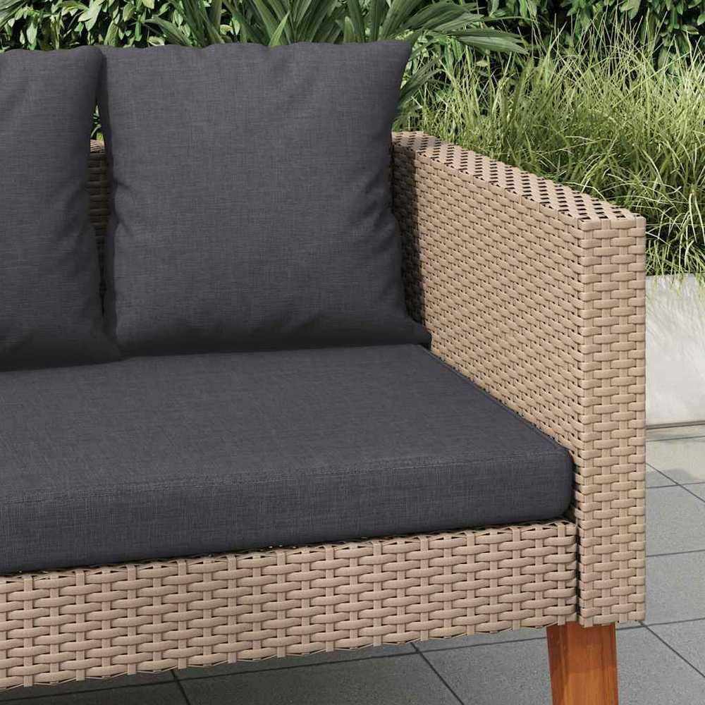 Dvivietė sodo sofa su pagalvėlėmis, smėlio spalvos, poliratanas