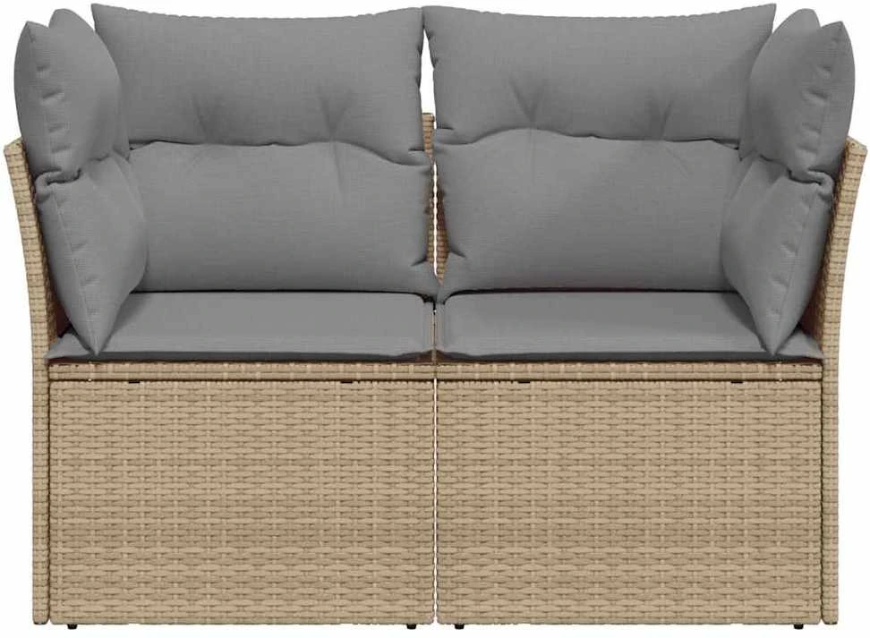 Dvivietė sodo sofa su pagalvėlėmis, smėlio spalvos, poliratanas
