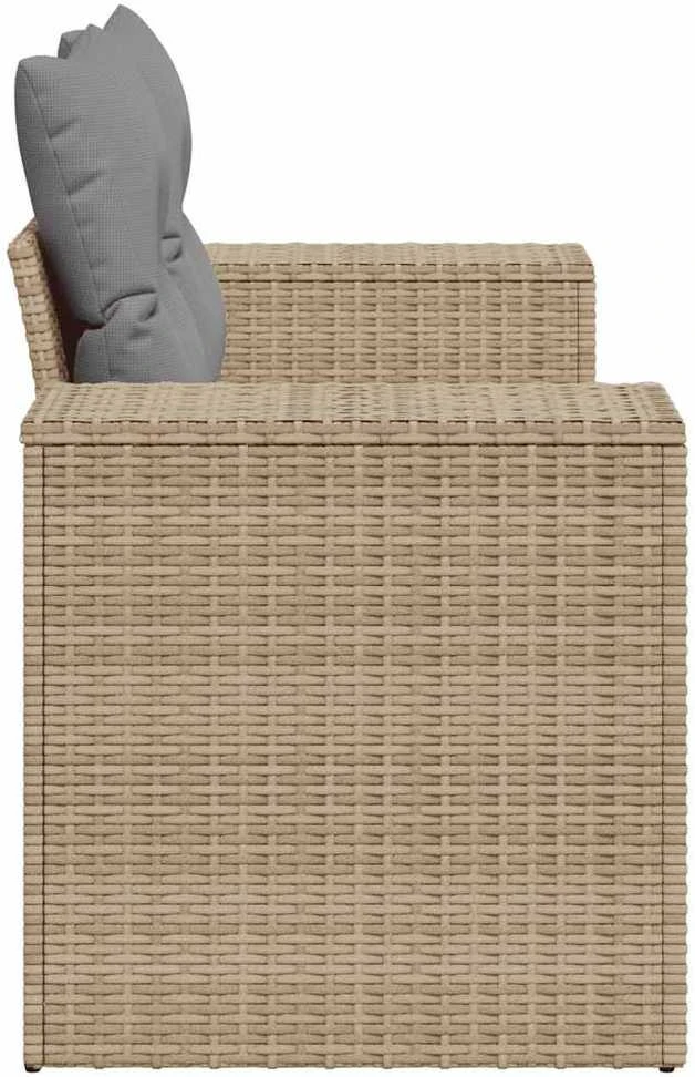 Dvivietė sodo sofa su pagalvėlėmis, smėlio spalvos, poliratanas