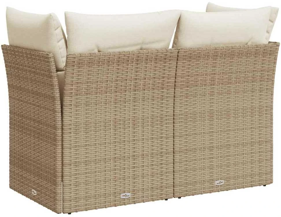 Dvivietė sodo sofa su pagalvėlėmis, smėlio spalvos, poliratanas
