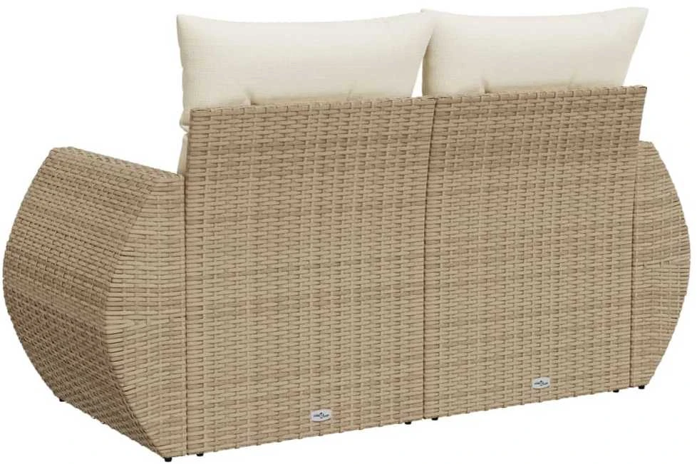 Dvivietė sodo sofa su pagalvėlėmis, smėlio spalvos, poliratanas