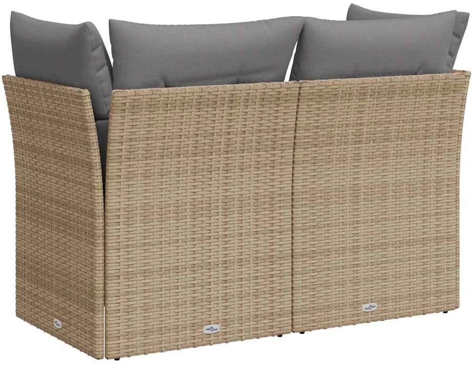 Dvivietė sodo sofa su pagalvėlėmis, smėlio spalvos, poliratanas