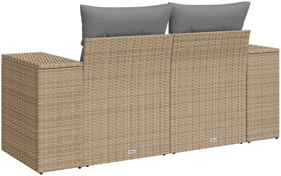 Dvivietė sodo sofa su pagalvėlėmis, smėlio spalvos, poliratanas