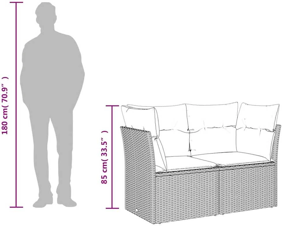 Dvivietė sodo sofa su pagalvėlėmis, smėlio spalvos, poliratanas