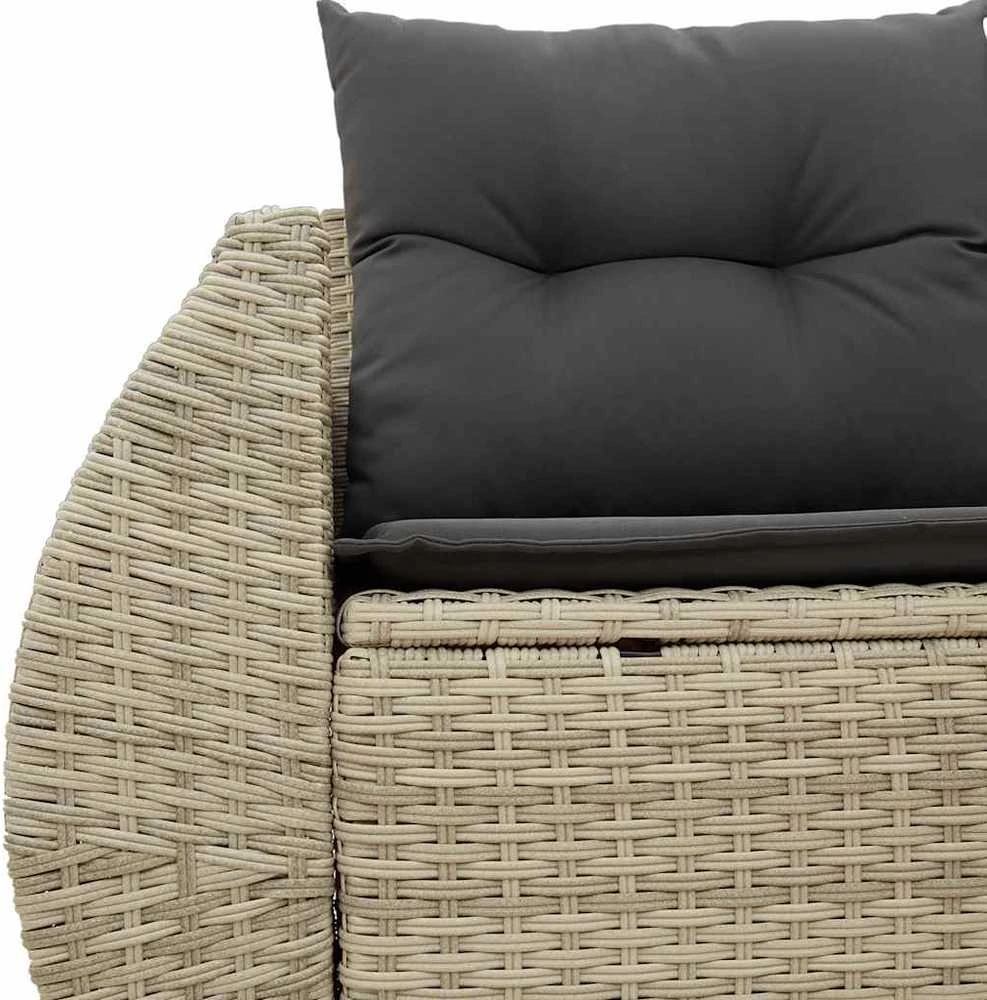 Dvivietė sodo sofa su pagalvėlėmis, šviesiai pilka, poliratanas