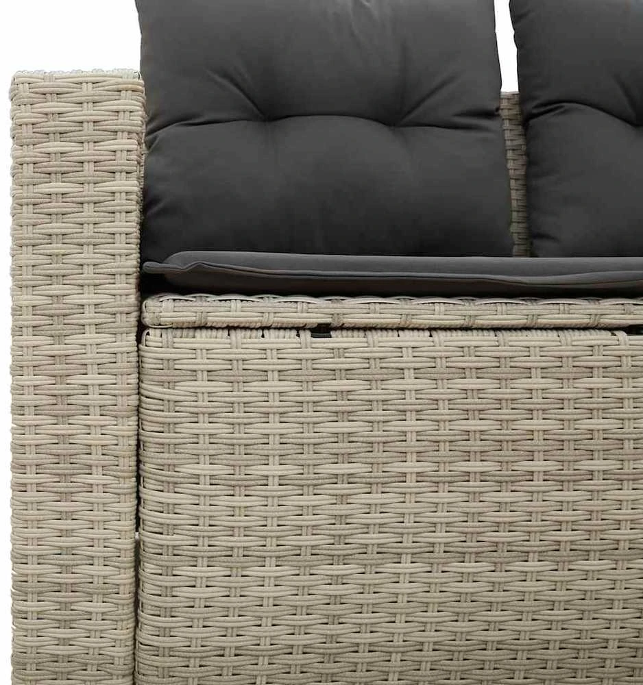 Dvivietė sodo sofa su pagalvėlėmis, šviesiai pilka, poliratanas