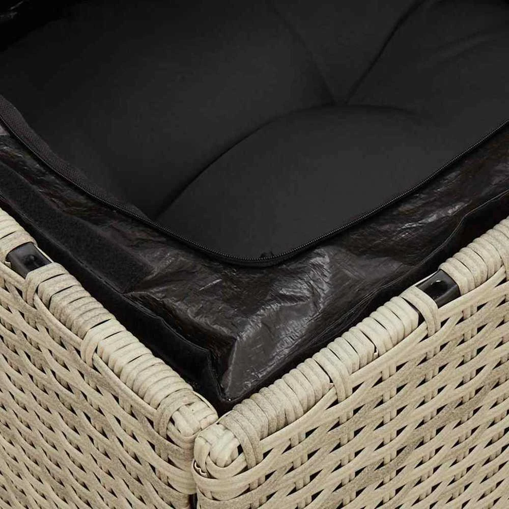 Dvivietė sodo sofa su pagalvėlėmis, šviesiai pilka, poliratanas