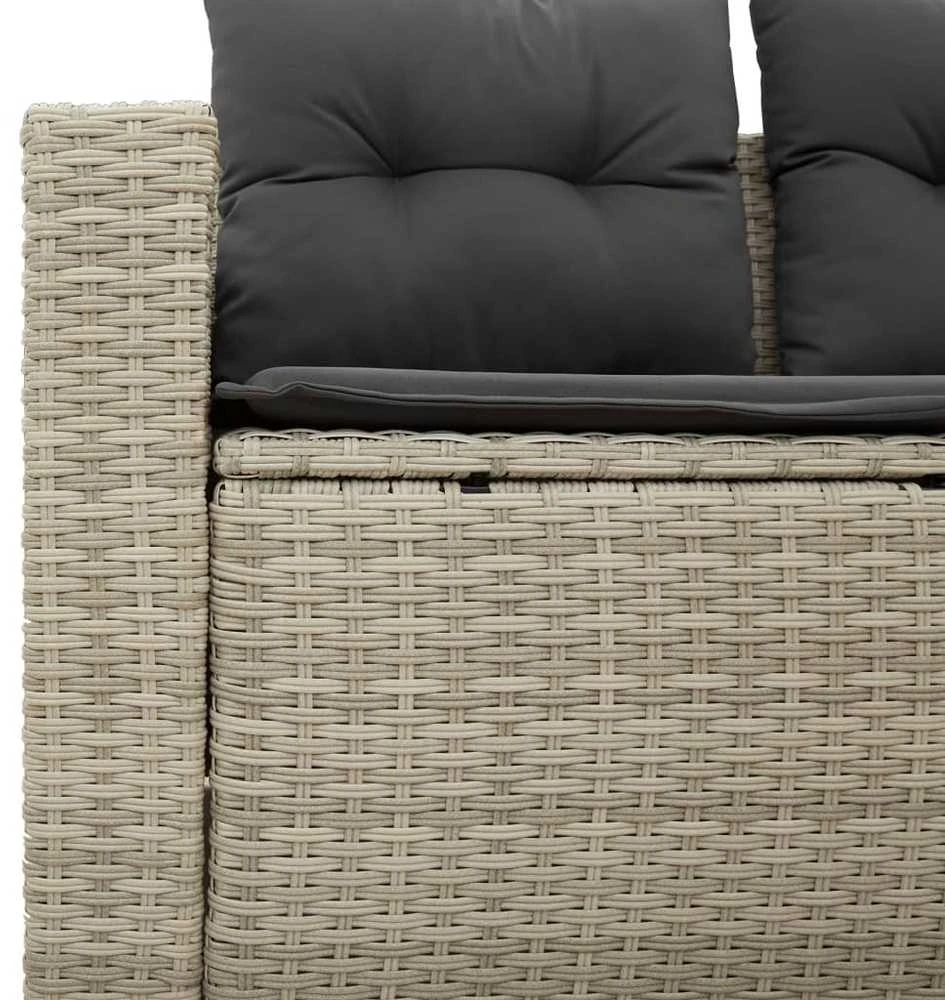 Dvivietė sodo sofa su pagalvėlėmis, šviesiai pilka, poliratanas