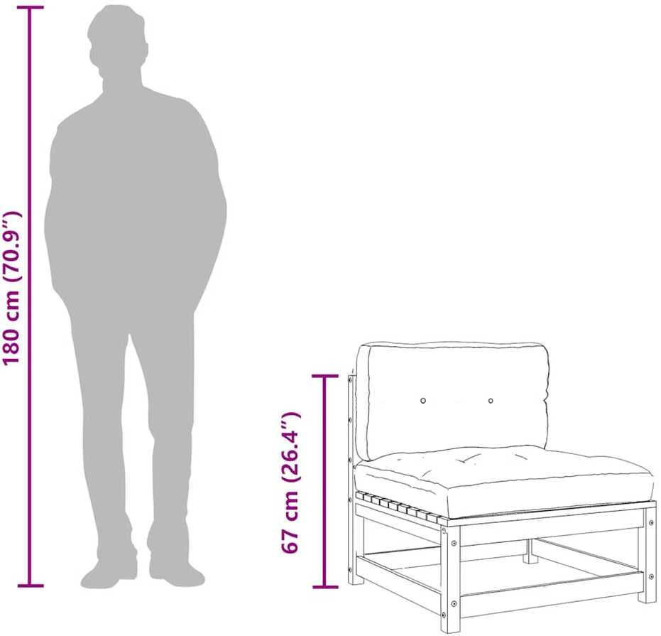 Dvivietė sodo sofa su pagalvėlėmis, vaško ruda, pušies masyvas