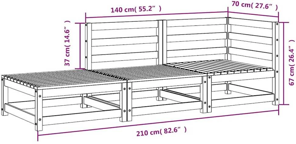 Dvivietė sodo sofa su pakoja, impregnuota pušies mediena